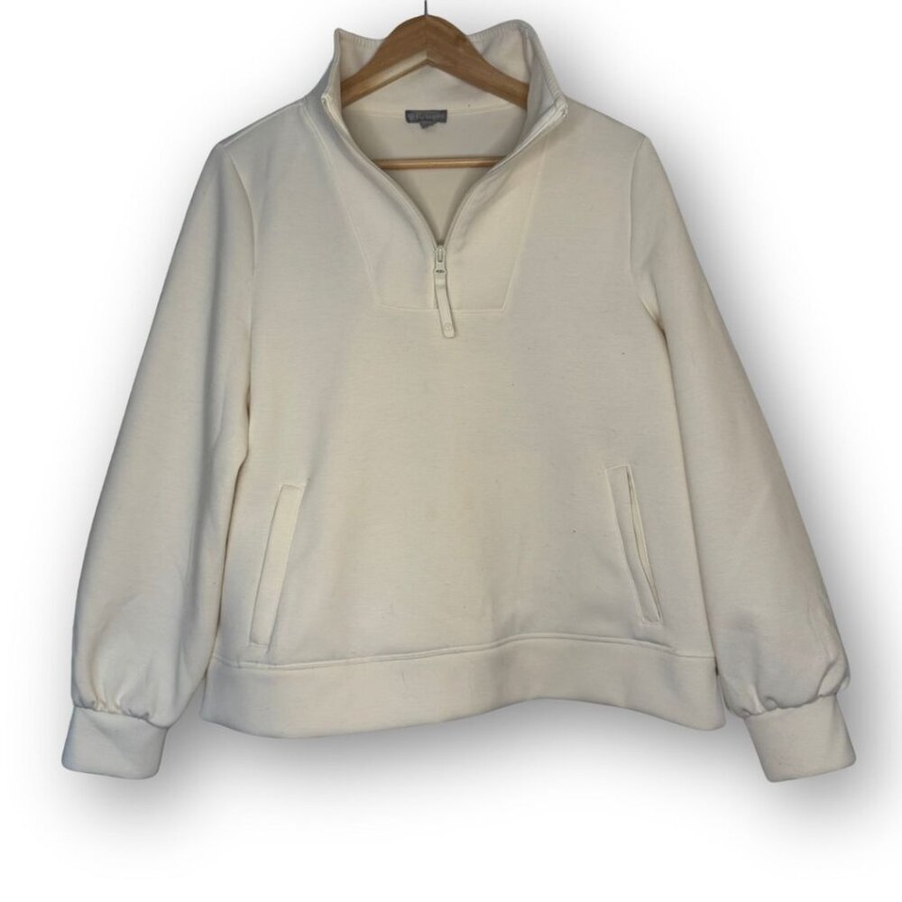 Talbots Cream Quarter-Zip Pullover Sweatshirt - image 3